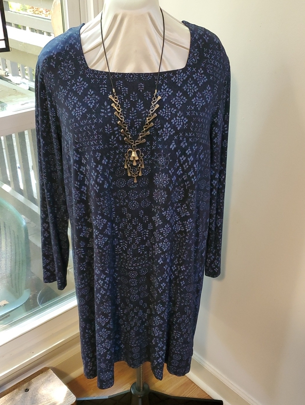 CURATED BY RUA'H KIBRIYA: XL Navy  Tunic A-Line Dress Scandia Boho Stretch EUC